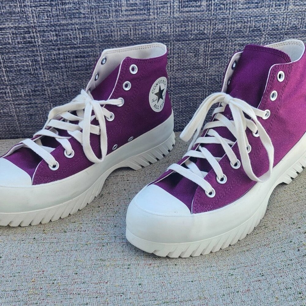 Converse Unisex Shoes Platform Sneaker Plum Canvas Lace Up Shoes Size 9.5M 11.5W - Picture 2 of 12